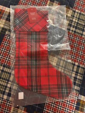 Williams Sonoma Red and Black Plaid Holiday Stocking